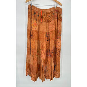 VTG Just Cruising Maxi Peasant Skirt Free Size Patchwork Floral Boho Gypsy Hip